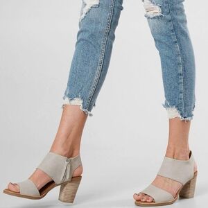 Toms Women's Majorca Heeled Sandals Beige Suede